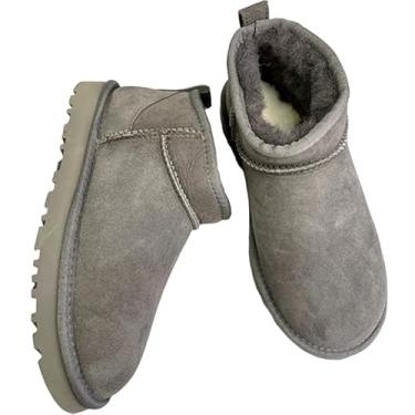 Imagem de Archicolor Botas de neve minimalistas nórdicas de pele de carneiro de lã australiana, sapatos quentes, botas femininas, sapatos femininos para o inverno, Cinza, 40