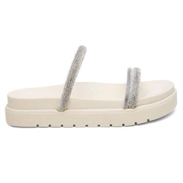 Imagem de Papete Chinelo 2 Tiras Brilhantes Sandália Casual Strass Modinha Blogu
