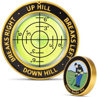 Imagem de VIGLORY Leitor verde 2 em 1 Pro Golf e marcador de bola engraçado nível bolha golfe Putt treinamento auxílio acessórios de golfe presentes para homens mulheres (preto verde)