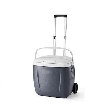 Imagem de Balde de gelo com alça e rodas refrigerador de plástico para coquetéis, festas, suprimentos e utensílios de servir, acessórios para casa e carrinho, cinza, balde de vinho de 26l/36l