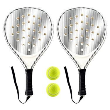 Imagem de Conjunto de 2 raquetes de padel – superfície ABS e núcleo de espuma EVA, raquete de tênis de praia com 2 bolas e bolsa de transporte – ao ar livre, areia, quintal, diversão na piscina para adultos