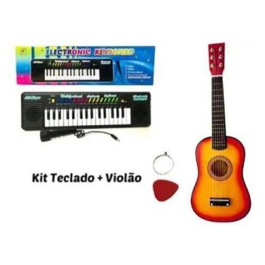 Imagem de Kit Musical Infantil Teclado Com Microfone + Mini Violão - Toy King