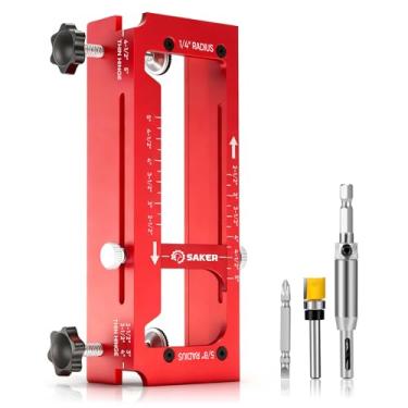 Imagem de Saker Gabarito de dobradiça de porta, gabarito de dobradiça de porta de liga de alumínio, gabarito de dobradiça de batente de porta ajustável, serve para dobradiças de porta de 6,3 cm a 12,7 cm de