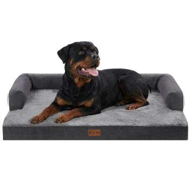 Imagem de Casa Paw Camas ortopédicas para cães extragrande, à prova d'água, espuma para ovos, GG, com laterais 122 x 76 cm, sofá-camas para cães grandes com capa lavável removível e parte inferior
