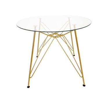 Imagem de Mesa Eames Ferro Eiffel cor Dourado Fosco de Jantar ou Cozinha para 4 