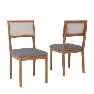 Imagem de Kit 2 Cadeiras para Sala de Jantar Encanto Freijó/Grafite