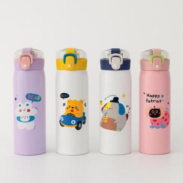 Imagem de Garrafa Térmica TR-012 550ml Infantil em Alumínio com Canudo Antivazam