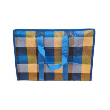 Imagem de Bolsa Mala Sacola Feira Viagem Armazenamento Multiuso Dobrável Em Lona Impermeável Com Ziper