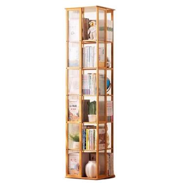 Imagem de Estante giratória, estante giratória aberta no chão, prateleira giratória de 360° para espaço pequeno, rack organizador de canto de 6 camadas para sala de estar, escritório, sala de estudo (cor de