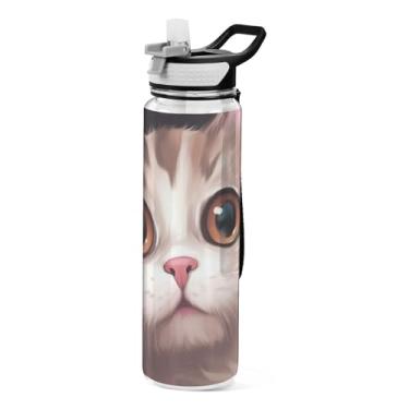 Imagem de Burbuja Garrafa de água fofa de 946 ml com tampa de palha, à prova de vazamento e livre de BPA para academia, esportes ao ar livre