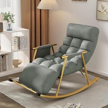 Imagem de Cadeira de balanço grande acolchoada com gravidade zero, cadeira de balanço para uso externo, reclinável ajustável, encosto e apoio para os pés para sala de estar interna, fora da varanda (tamanho