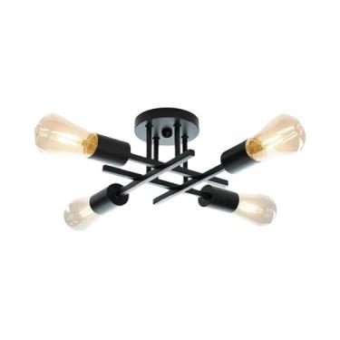 Imagem de Lustre Moderno Preto Semi Embutido, Estilo Meio Século, Luminária De T