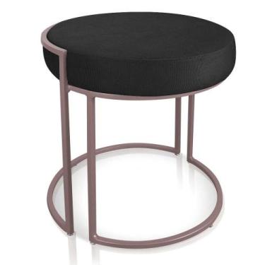 Imagem de Puff Love Suede Preto Base Rose - DROSSI