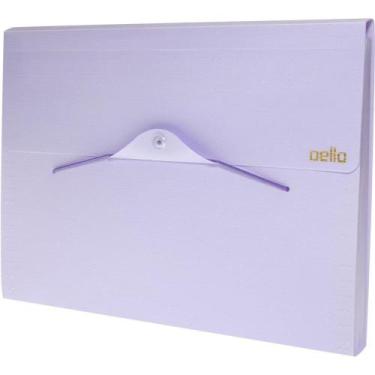 Imagem de Pasta Sanfonada Plástica A4 12div.Linho Serena Lilás - Dello