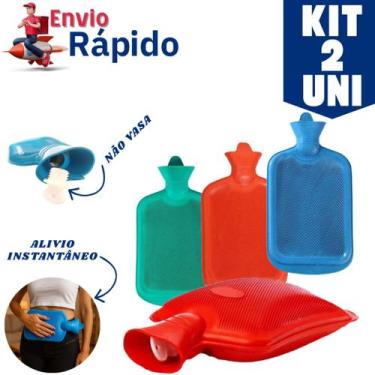 Imagem de Kit 2 Bolsa Térmica 1.5L De Água Quente Compressas Aliviar Dores Embor