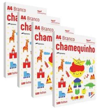Imagem de Kit 4 Pacotes De 100 Folhas De Papel Sulfite A4 Branco 75g - Chamequin