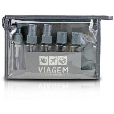 Imagem de Kit De Frascos Organizadores Para Viagem 10 Peças Jacki Design, Cinza,