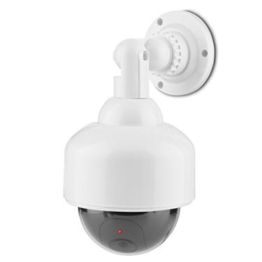 Imagem de Câmera de segurança fictícia, Câmera de segurança de vigilância solar com LED falsa para ambientes internos e externos com rotação de 360°
