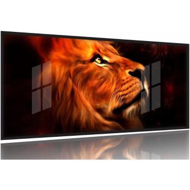 Imagem de Quadro Decorativo Leão Perfil Aquarela Hd 130x60 Moldura Preta 2x2