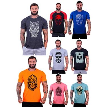 Imagem de Kit 8 Camisetas Tradicional Masculina Clássica MXD Conceito Básica Camisas Estampas Algodão (EG, Opção 10)