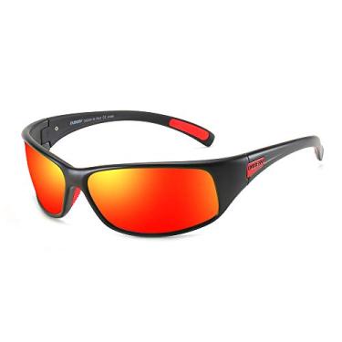 Imagem de DUBERY Óculos de sol masculinos polarizados esportivos UV400 para ciclismo ao ar livre Óculos de pesca D258, Black/Red, Frame Width: 144mm