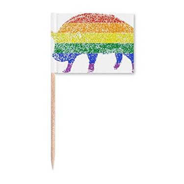 Imagem de Bandeiras de palito de dente LGBT de porco gay arco-íris decoração de festa