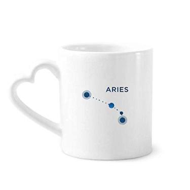 Imagem de Caneca de café cerâmica com signo do zodíaco da constelação de Áries copo de coração de vidro