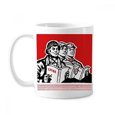 Imagem de Worker Soldier Star Book Caneca Vermelha Cerâmica Café Porcelana Utensílios de Mesa