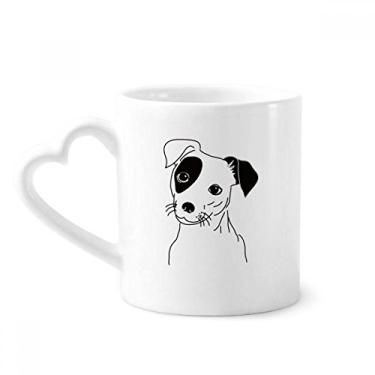 Imagem de Caneca de desenho animado cachorro preto ilustração padrão caneca café cerâmica copo de coração de vidro