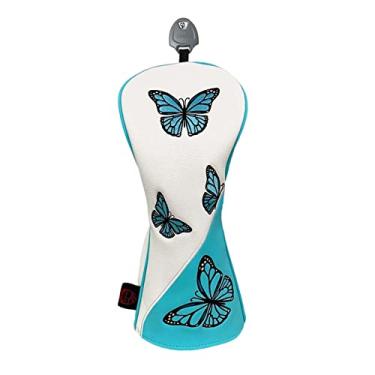 Imagem de oshhni Headcovers de madeira de golfe protetor de couro PU à prova de arranhões forro de pelúcia capa de cabeça de taco, Branco UT