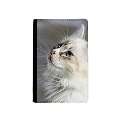 Imagem de Carteira branca com perfil de animal de estimação e gato bonito suporte para passaporte Notecase Burse carteira porta-cartões