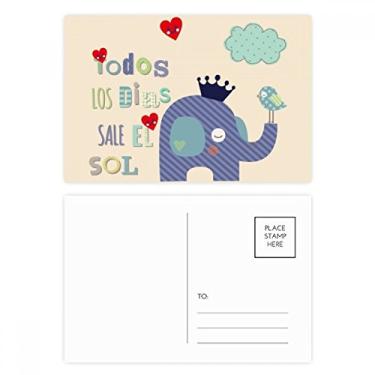 Imagem de Conjunto de cartão postal de aniversário com elefante e pássaro de nuvem