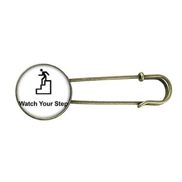Imagem de Watch Your Step Black Symbol Pattern Retro Metal Broche Clip Joias