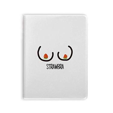 Imagem de Diário divertido preto vermelho desenho de morango capa de goma diário capa macia