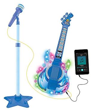 Imagem de Guitarra Com Microfone Pedestal Infantil Rock Show Azul, DM Toys