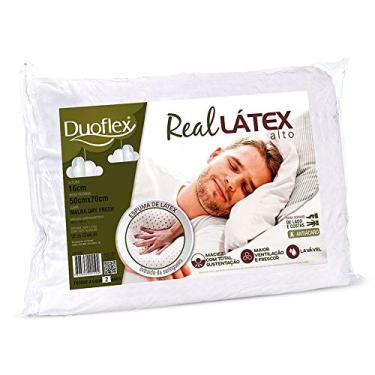 Imagem de Travesseiro Duoflex Real Látex Alto 16 cm, Branco, para fronha 50 x 70 cm