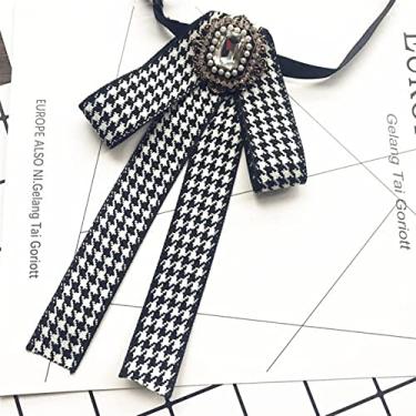 Imagem de Gravatas Borboleta Handmade retro bowtie profissional uniforme feminino branco feminino houndstooth lattice law ties para mulheres acessórios (Color : B)