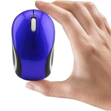 Imagem de Thanice Mini Mouse - Mouse infantil óptico sem fio pequeno para escola, viagem, PC e MacBook - Receptor USB (azul)