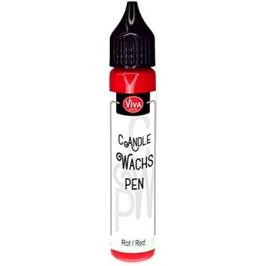 Imagem de Viva Decor Caneta de cera para vela (vermelha, 28 ml) Giz de cera para pintura de velas – Artesanato em velas – Caneta de vela – Cores de cera para velas – Forro de vela – Feito na Alemanha