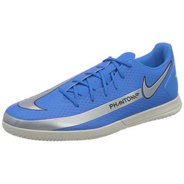 Imagem de NIKE Tênis de futebol unissex Phantom GT Club IC, foto azul MTLC prata raiva verde preto, 11 EUA masculino