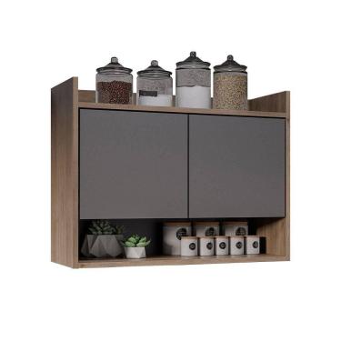 Imagem de Armário De Cozinha Aéreo 70,5 Cm 2p Com Nicho Colin Freijó/grafite M12 - D`rossi