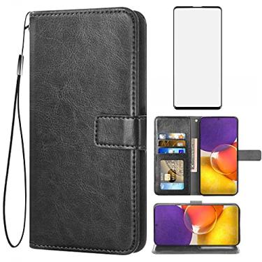 Imagem de Asuwish Capa carteira compatível com Samsung Galaxy A82 5G/Quantum 2, protetor de tela de vidro temperado e capa flip de couro, suporte para cartão, capas para celular para Glaxay A 82 G5 Gaxaly 82A