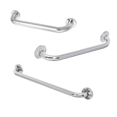 Imagem de Alça de Apoio Barra Inox Banheiro Kit 3 Unidades 30cm 40cm 60cm Idoso 