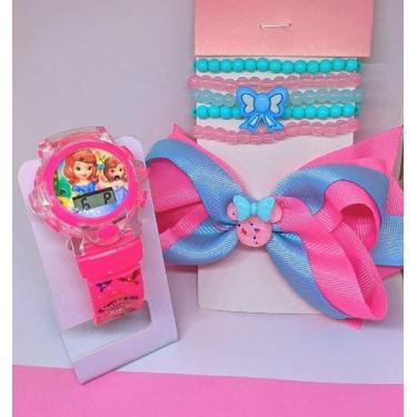 Imagem de Kit Relógio Infantil Digital Toca Musica Pisca Luz Led Colorido Prince