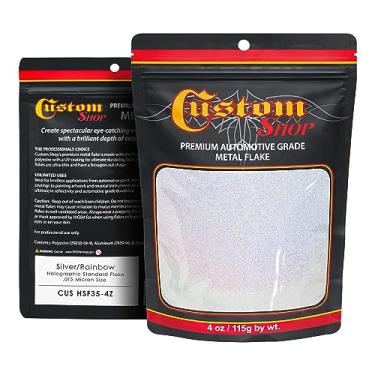 Imagem de Custom Shop - Prata a arco-íris - 113 g de floco de metal padrão holográfico .38.1 cm Tamanho 375 mícron - Floco de grau automotivo premium, UV, resistente a solventes desbotados - Glitter metálico de
