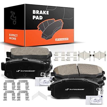 Imagem de A-Premium Conjunto de pastilhas de freio a disco de cerâmica dianteiras e traseiras compatível com modelos selecionados Nissan e Infiniti - Altima 1993-2001, Maxima 1991-1999, Sentra 2000-2001, G20