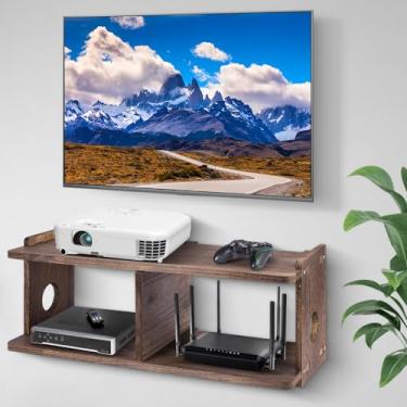 Imagem de BEARUT Prateleiras flutuantes para projetor, suporte de parede PlayStation, suporte de TV, roteador WiFi, caixa de armazenamento, modem capa de cabo, capa oculta de TV, para Xbox DVD Players, jogos,