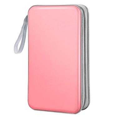 Imagem de Bivisen Capa carteira para CDs, 80 capacidades, DVD, VCD, mídia, Blu-ray, organizador de armazenamento (rosa claro)