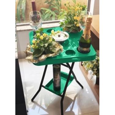 Imagem de Mesa Mesinha Petisqueira Dobrável Portátil Bandeja Churrasco Praia Bar Bares Piscina Área de Lazer