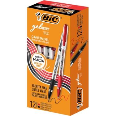 Imagem de BIC, Caneta em Gel, Gelocity, Ponta Fina, Vermelho e Preto, 12 Unidades